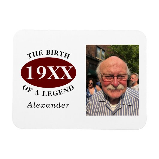 Magnet Flexible 80e anniversaire Modèle photo naissance d'une lége (Horizontal)