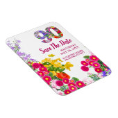 Magnet Flexible 90e anniversaire Floral Moderne Enregistrer la dat (Côté Droit)