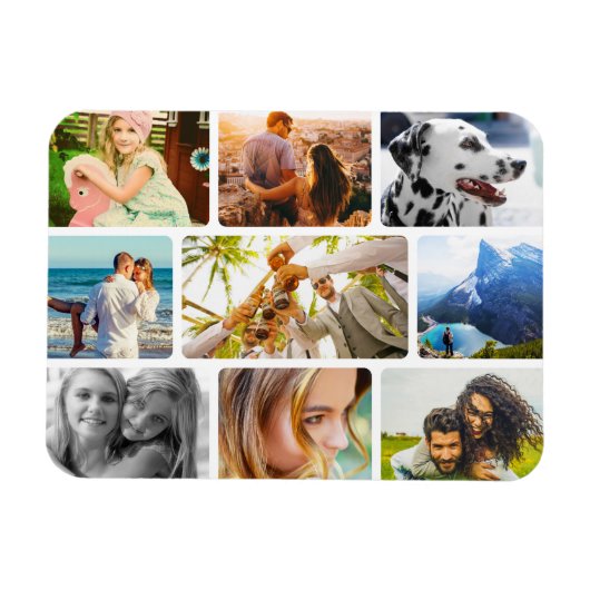 Magnet Flexible 9 Photo Template Rond Collage Magneet (Horizontaal)