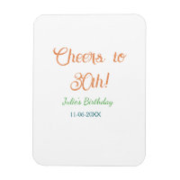 À la 30e anniversaire nom date orange vert bleu