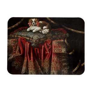Magnet Flexible A spaniel seated on embroidered cushion