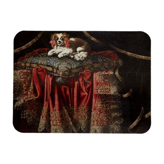 Magnet Flexible A spaniel seated on embroidered cushion (Horizontal)