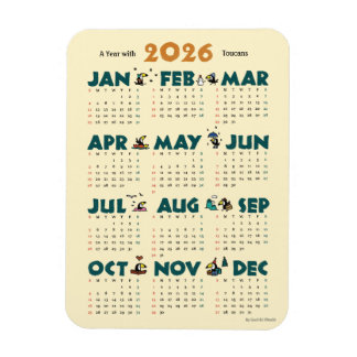 Magnet Flexible A Year with Toucans: Calendar 2026 マグネットカード