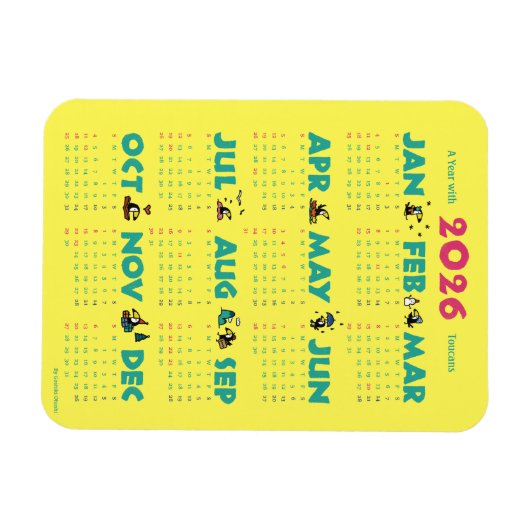 Magnet Flexible A Year with Toucans: Calendar 2026-Yマグネットカード (Horizontal)