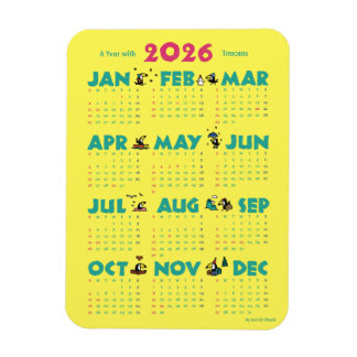 Magnet Flexible A Year with Toucans: Calendar 2026-Yマグネットカード