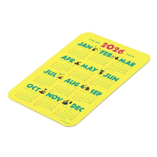Magnet Flexible A Year with Toucans: Calendar 2026-Yマグネットカード (Côté Gauche)