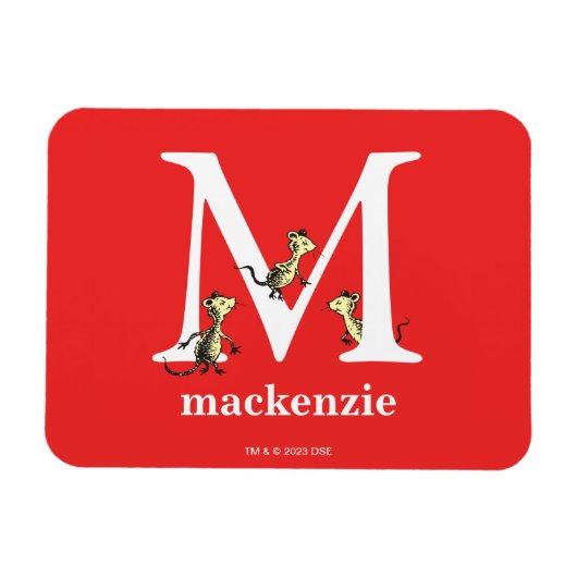 Magnet Flexible ABC du Dr Seuss : Lettre M - Blanc | Ajouter Votre (Horizontal)