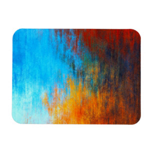 Magnet Flexible Abstrait couleur turquoise bleu, orange et rouge