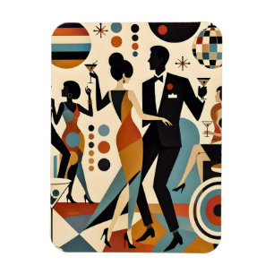 Magnet Flexible Abstrait Jazzy Martinis et Dancing Cocktail Party