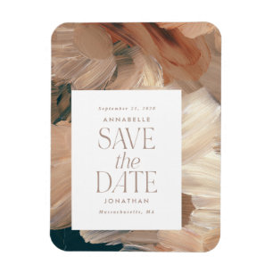 Magnet Flexible Abstrait peint crème turquoise moderne terre cuite