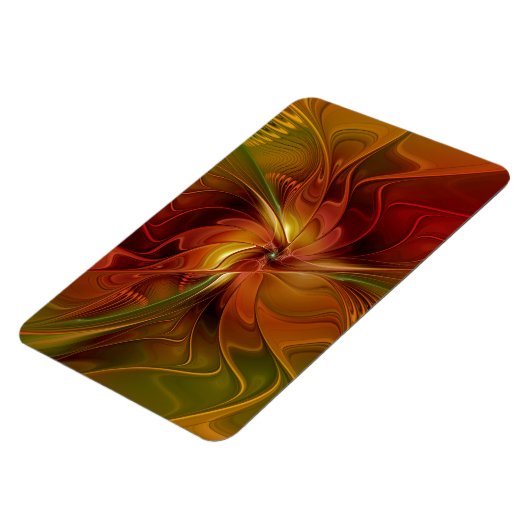 Magnet Flexible Abstrait Rouge Orange Brown Vert Fractal Art Flowe (Côté Gauche)