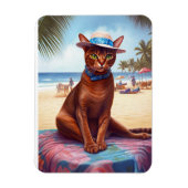 Magnet Flexible Abyssinian cat on Beach, cadeau d'été pour amoureu (Vertical)