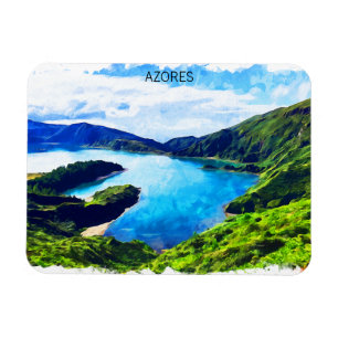 Magnet Flexible Açores colorées Iles de l'Atlantique Aquarelle