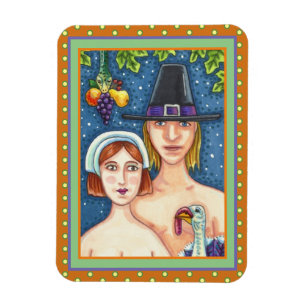 MAGNET FLEXIBLE ADAM & EVE PILGRIMS, BIBLICAL WHIMSY MERCI