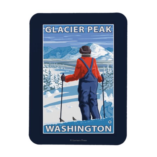 Magnet Flexible Admirant skieur - Glacier Peak, Washington (Vertical)