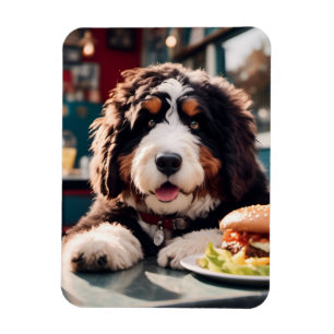 Magnet Flexible Adorable Bernerdoodle au dîner