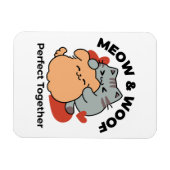 Magnet Flexible Adorable chat et chien Hug - Meow & Woof Design (Horizontal)