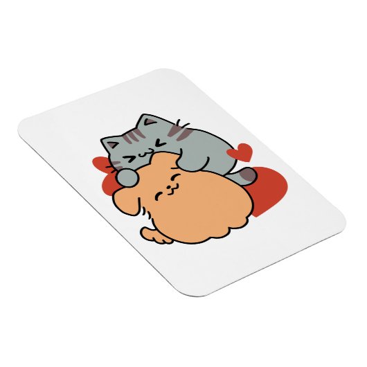 Magnet Flexible Adorable chat et chien Hug - Meow & Woof Design (Côté Droit)