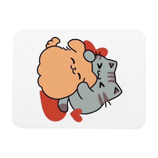 Magnet Flexible Adorable chat et chien Hug - Meow & Woof Design (Horizontal)