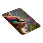 Magnet Flexible Adorable chat Kitty, Yeux Turquoise (Côté Droit)