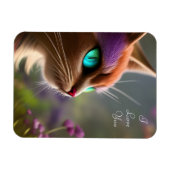 Magnet Flexible Adorable chat Kitty, Yeux Turquoise - Je t'aime (Horizontal)