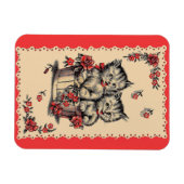 Magnet Flexible adorable chatons dans un panier de fleurs (Horizontal)