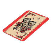 Magnet Flexible adorable chatons dans un panier de fleurs (Côté Gauche)