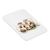 Magnet Flexible Adorable Famille De Otter Avec Fleurs (Côté Droit)