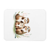 Magnet Flexible Adorable Famille De Otter Avec Fleurs (Horizontal)