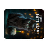 Magnet Flexible Adorable Kitten noir Anniversaire, personnalisable (Horizontal)