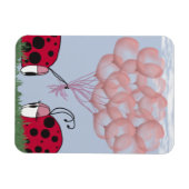 Magnet Flexible Adorable Ladybug Avec Joli Bouquet De Balloon Rose (Horizontal)
