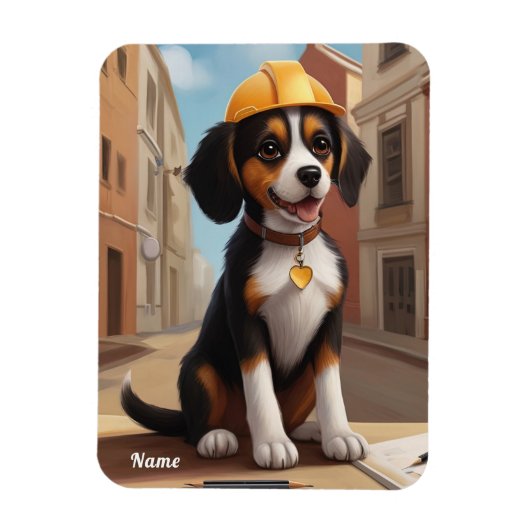Magnet Flexible Adorable ouvrier de construction Chien Cute Chiot (Vertical)