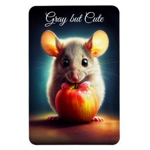 Magnet Flexible Adorable petit rongeur tenant la pomme rouge ferme