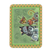 Magnet Flexible ADORABLE ROBOT BULLDOG ET FELINE AMI Drôle (Vertical)