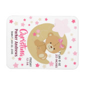 Magnet Flexible Adorable Teddy Bear Baby Girl Stats de naissance (Horizontal)