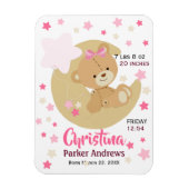 Magnet Flexible Adorable Teddy Bear Baby Girl Stats de naissance (Vertical)