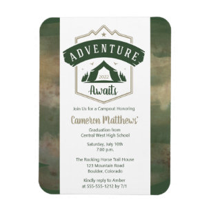 Magnet Flexible Adventure Await Camping Graduation Party Invitati