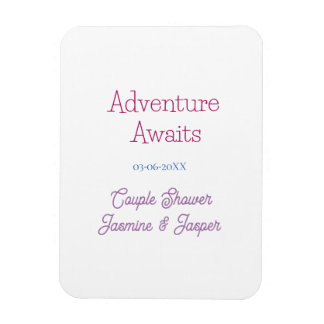 Magnet Flexible adventure awaits couple shower name date pink blue