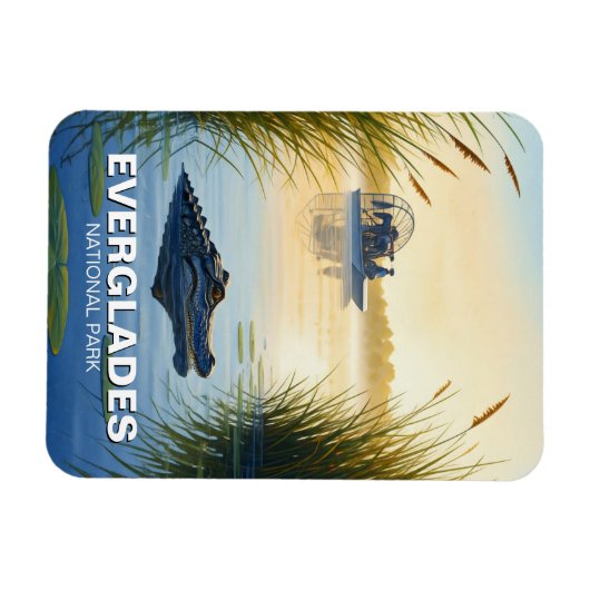 Magnet Flexible Aéronef Alligator Everglades Parc National Floride (Horizontal)