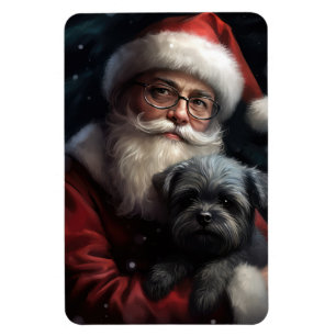Magnet Flexible Affenpinscher avec Noël Festif du Père Noël