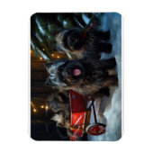 Magnet Flexible Affenpinscher Snowy Sleigh Ride Décor de Noël (Vertical)