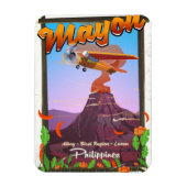 Magnet Flexible Affiche d'aventure du volcan Mayon Philippines (Vertical)