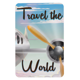 Magnet Flexible Affiche d'avion classique Voyagez dans le monde