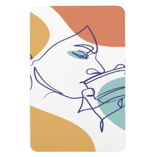 Magnet Flexible affiche de dessin au trait de femme buvant du café