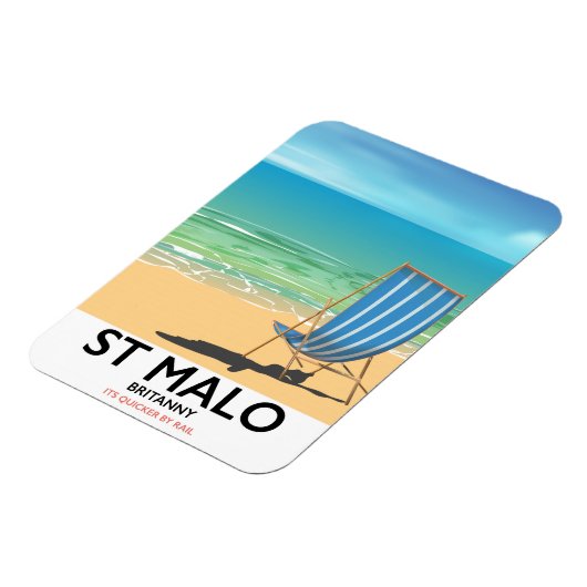 Magnet Flexible Affiche de la plage de Saint-Malo, Bretagne (Côté Gauche)