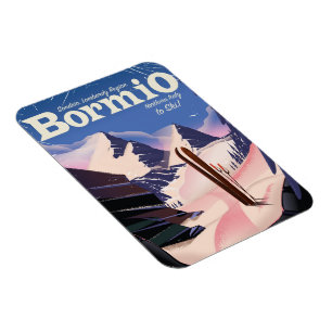 Magnet Flexible Affiche de ski de Bormio, Sondrio, région de Lomba