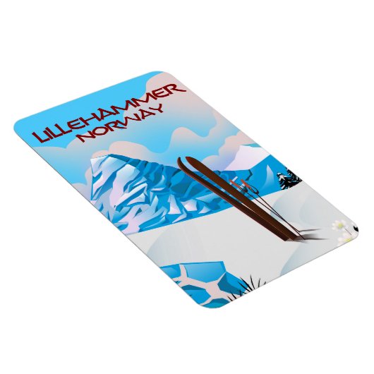 Magnet Flexible Affiche de ski de Lillehammer Norvège. (Côté Droit)