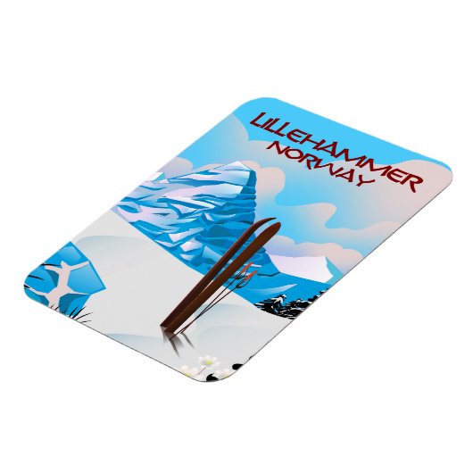 Magnet Flexible Affiche de ski de Lillehammer Norvège. (Côté Gauche)