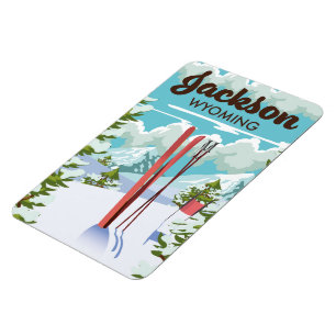 Magnet Flexible Affiche de ski Jackson Wyoming
