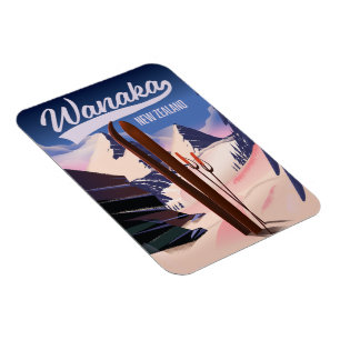 Magnet Flexible Affiche de ski Wanaka Nouvelle-Zélande